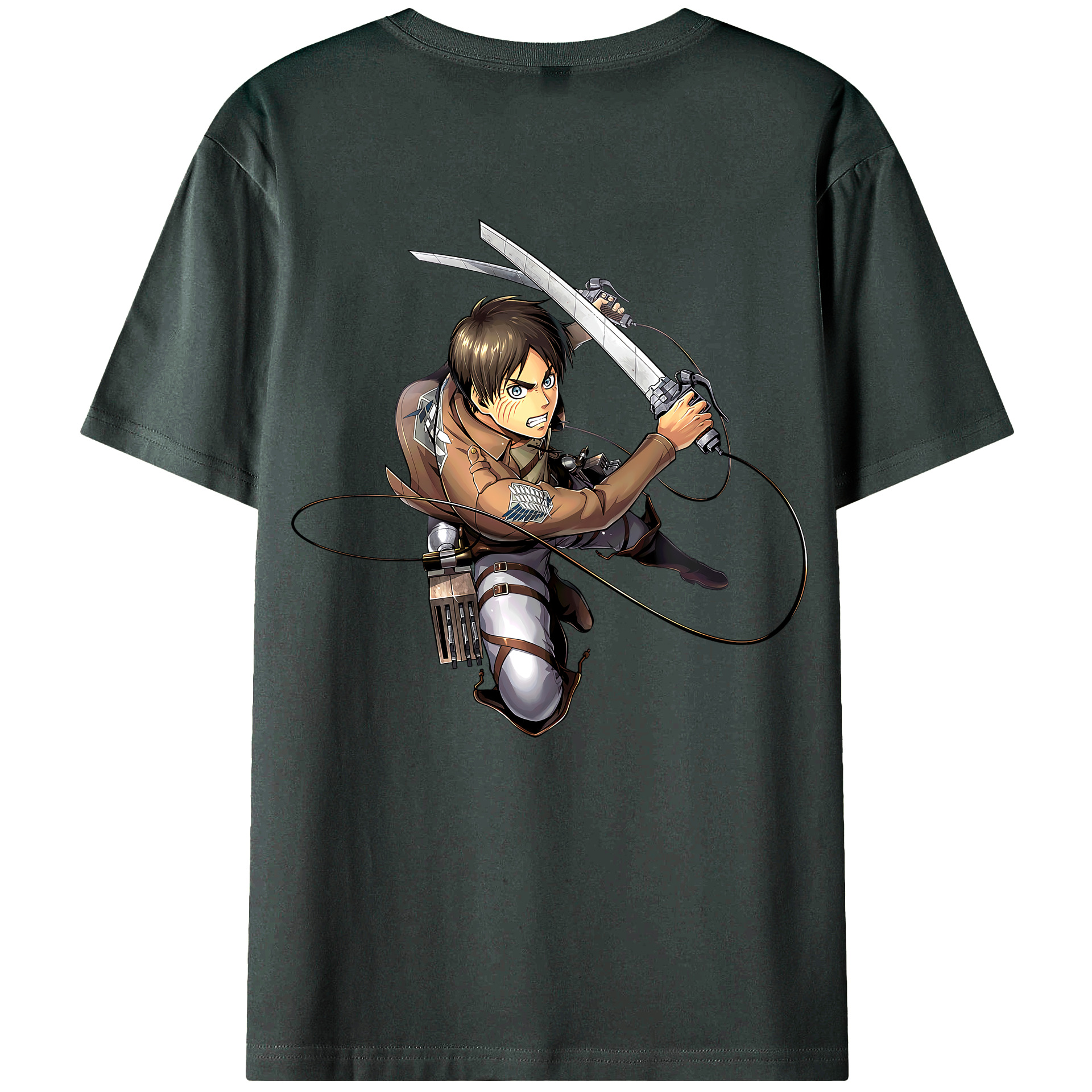 （画像用） 進撃の巨人 エレン･イェーガー Attack on Titan Eren Jäger 綿100％ メンズ半袖Tシャツ（バックプリント） 通気性